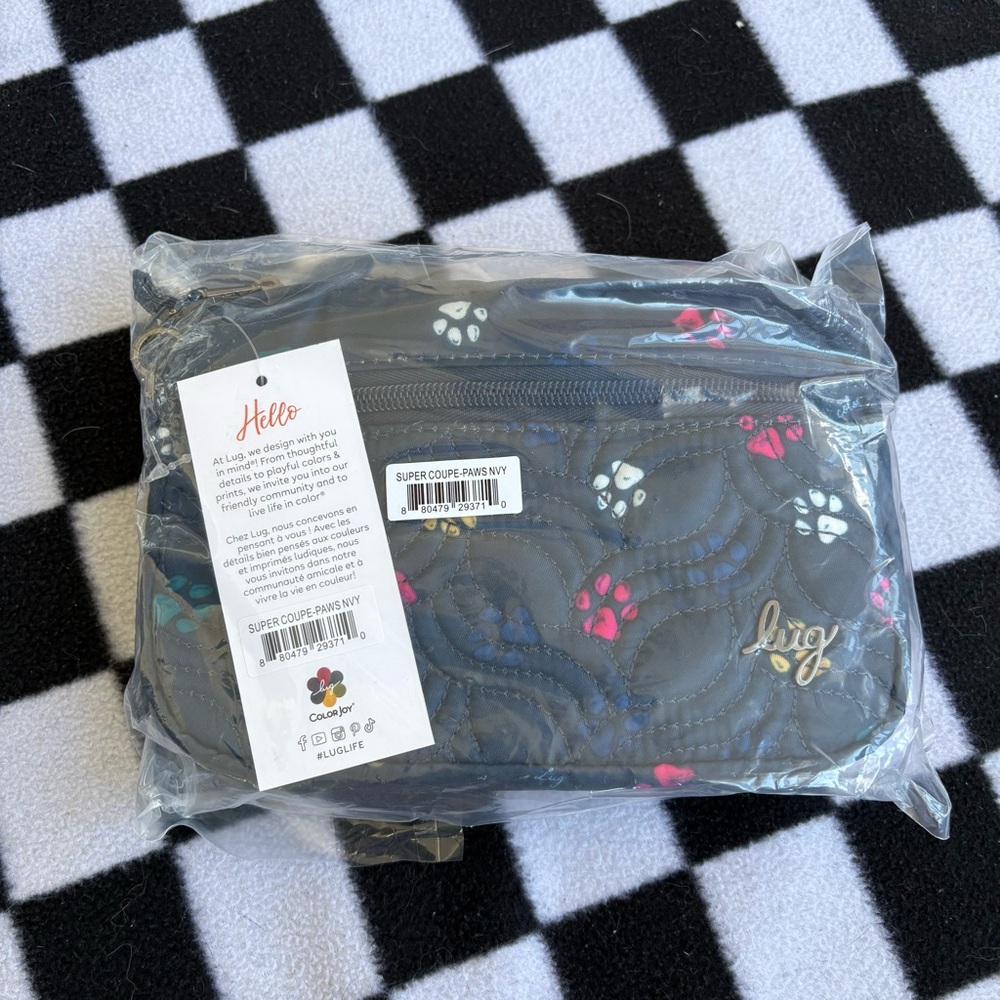 Lug Super Coupe Crossbody Belt Bag Paws Navy NWT RFID Travel Organizer